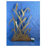 Rustic Metal Cattail Garden Sculpture
