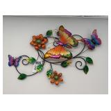 Metal Butterfly and Floral Wall Art Decor