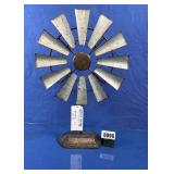 Rustic Galvanized Metal Tabletop Windmill Decor