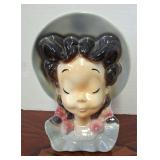 Black & Gray Pigtails Head Vase