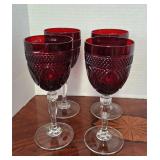 Ruby Red Crystal Glasses Set 4