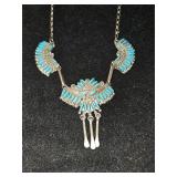 Zuni sterling silver  needle point necklace
