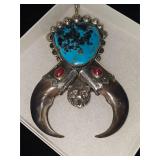 Ithaca peak turquoise/red coral double bear claw