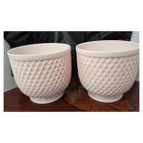 Napco Pink Milk Glass Planters, Set of 2