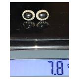 Pair of sterling silver onyx earrings