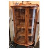 Vintage Oak Curio Display Cabinet