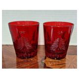 Red Tree Crystal Glasses, Set of 2