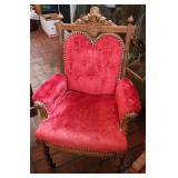 Red Velvet Arm Chair Antique