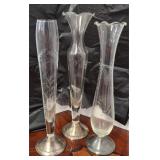 Sterling Weighted Bud Vases set of 3