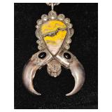 Bumble bee jasper double bear claw pendant