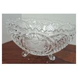 Cut Etched Glass Diamond Point Bowl