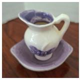 Miniature Purple & White Pitcher & Basin #1