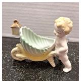 Cherub with Wheel Barrel Figurine