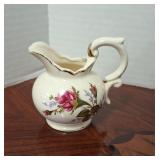 Porcelain Small White Pitcher with Roses