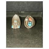 2 handmade sterling turquoise rings