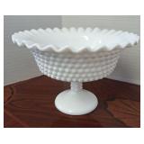 Milk Glass Hobnail Compote