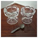 2 Salt Cellars with Azteca Calendar Spoon