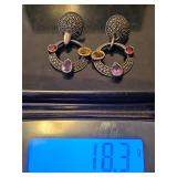 Marcasite Rainbow Gem Earrings