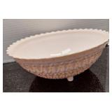 Jeanette Pink Milk Glass Footed Fruit Bowl