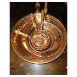5 piece vintage copper pans
