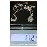 2 sterling marcasite pendants and chains