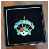 Native American Zuni Sun Face Pendant-Sterling