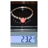 Sterling silver bracelet with red stone