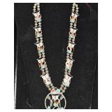 Sterling silver Inlaid owl squash blossom