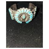 Heavy sterling silver turquoise cuff bracelet