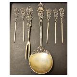 6pc Vintage German Hildesheimer Rose Silver Set