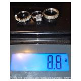 3 sterling silver rings