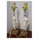 Bisque Cherub Pair of Lamps