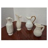 4 Miniature White Pitchers