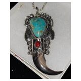 Kingman turquoise/red coral bear claw