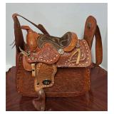 Leather Saddle Purse Hand Tooled