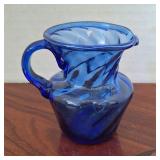 Small Swirl Blue Glass Pitcher