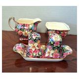 Royal Winton Sugar, Creamer, Salt & Pepper w/Tray