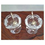 Pair Footed Salt Cellars & Salt Spoons