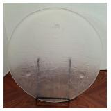 Winter Scene Glass Platter w/Feet