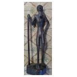African Walking Man with Stick 9' Tall