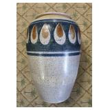 Stoneware Urn Like with Lid.  9' x 4.5' Signed.