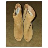 Michael Kors Tan Suede Peep Toe Boots 7M