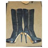 Michael Kors Black Suede Gold Heel Boots