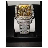 Two-Tone Iced Out Moissanite Skeleton Watch