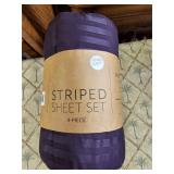 Striped 4 piece queen sheet set