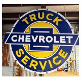Chevy Truck Service Double Sided Porcelain Sign
