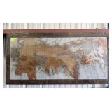 Distressed Metal Wall Art w/ Dark Wooden Border