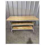 Aluminum Three Tier Utility Rolling Table w/ Plywood Shelves