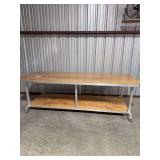 Large Aluminum Frame Rolling Table w/ Matching Bottom Shelf