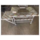 EXTRA LARGE Aluminum Diamond Rustic Design Big Green Egg Rolling Carriage Table w/ Matching Distressed Shelving Unit